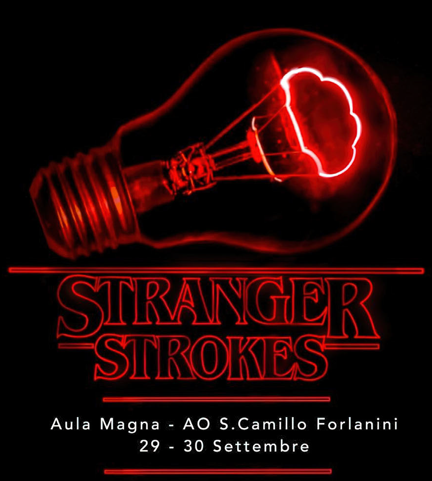 Locandina Stranger Strokes dal 29 al 30 settembre 2023 Aula Magna Azienda Ospedaliera San Camillo Forlanini